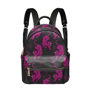 Pink Leopards PU Leather Backpack