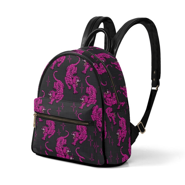 Pink Leopards PU Leather Backpack