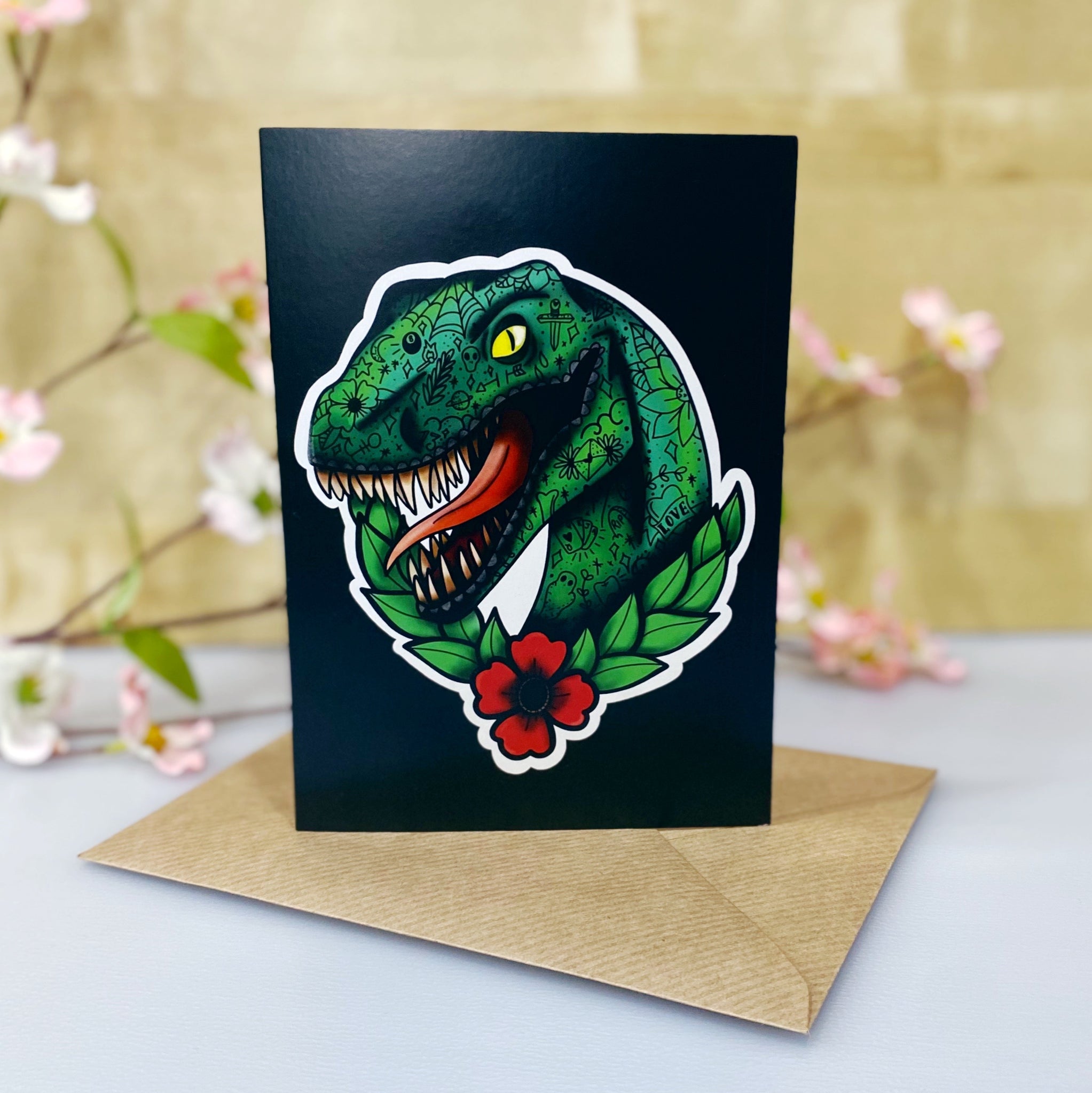 Tattooed Dinosaur Greeting Card